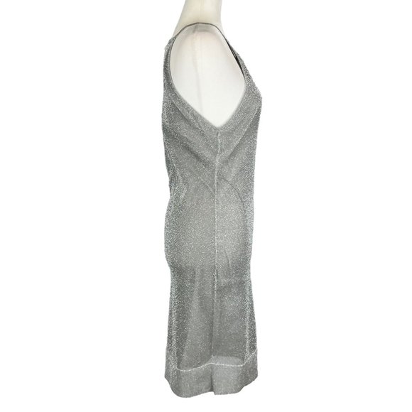 Bec and Bridge Womans Silver Metallic Cocktail Dress Sleeveless Halter size 6 - Picture 3 of 10